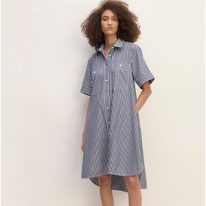 NEW Everlane The Daytripper Shirtdress in Navy Stripe M Short Sleeve Button Up